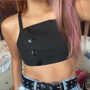 Black crop top with buttons size XS but fits S